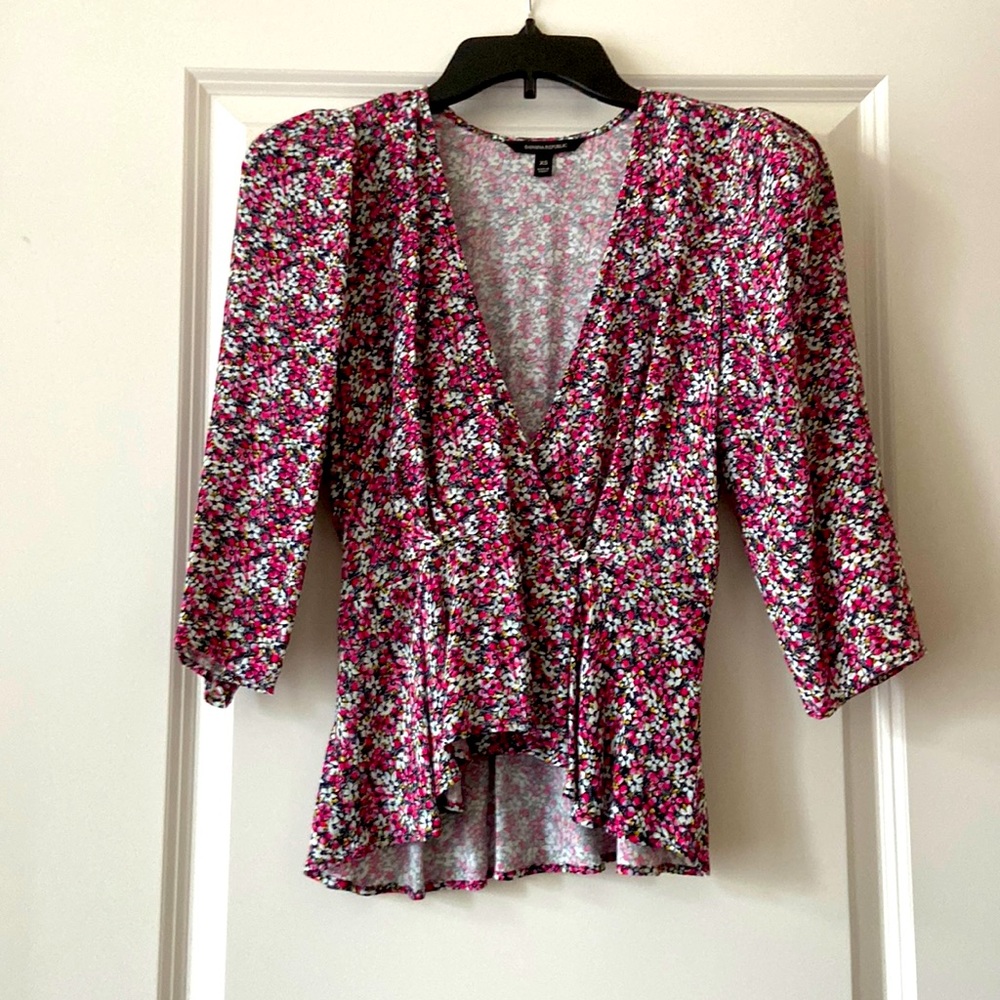 Three quarter sleeved, flower printed blouse from Banana Republic…xsmall